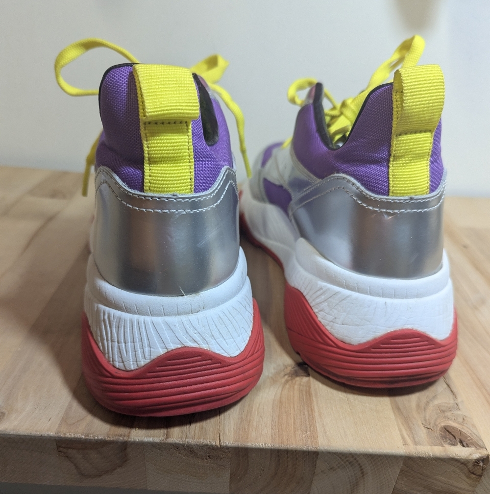 Roberto Cavalli Sport Leather Purple and Silver Sneakers Maximalist M 8.5 W 10 - Picture 8 of 11